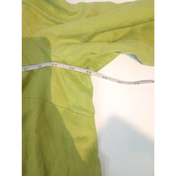 Women's 100% Linen Loose Fitting Button Up Blouse Pistachio Green 1XL - Picture 6 of 9